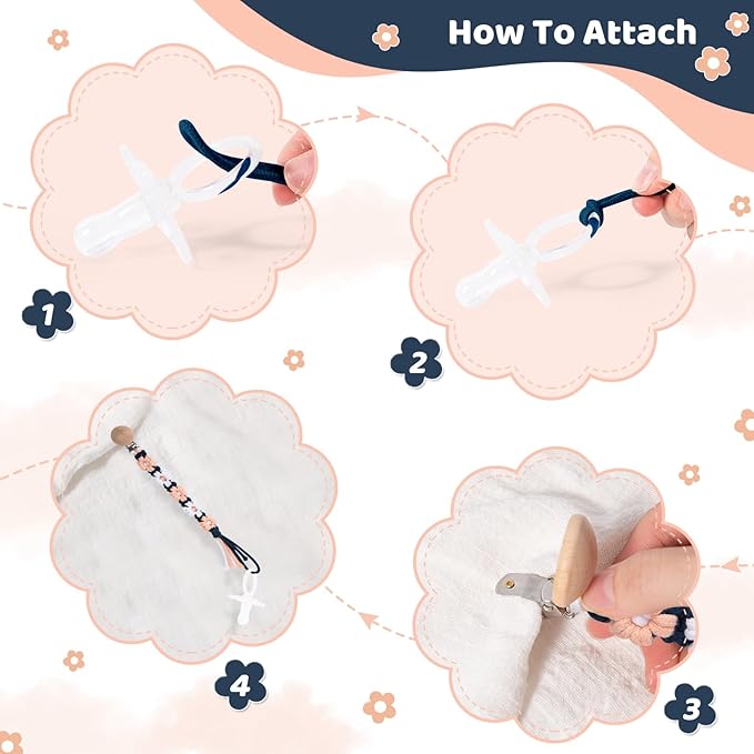 Pacifier Clip for Boys Girls Floral Daisy Macrame Baby Paci (1pack:Sailor Style)