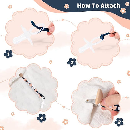 Pacifier Clip for Boys Girls Floral Daisy Macrame Baby Paci (1pack:Sailor Style)