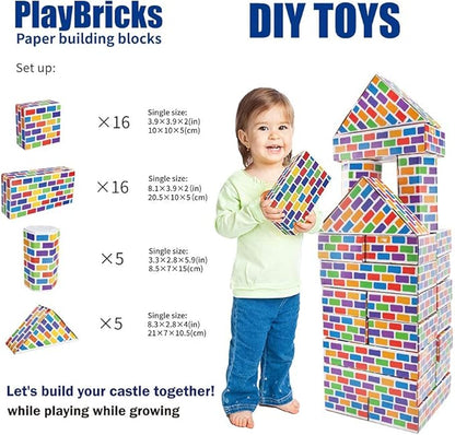 Deluxe Jumbo Cardboard Blocks 42-Pack Extra-Thick Cardboard Building Blocks Mini Whale Paper Brick Toy