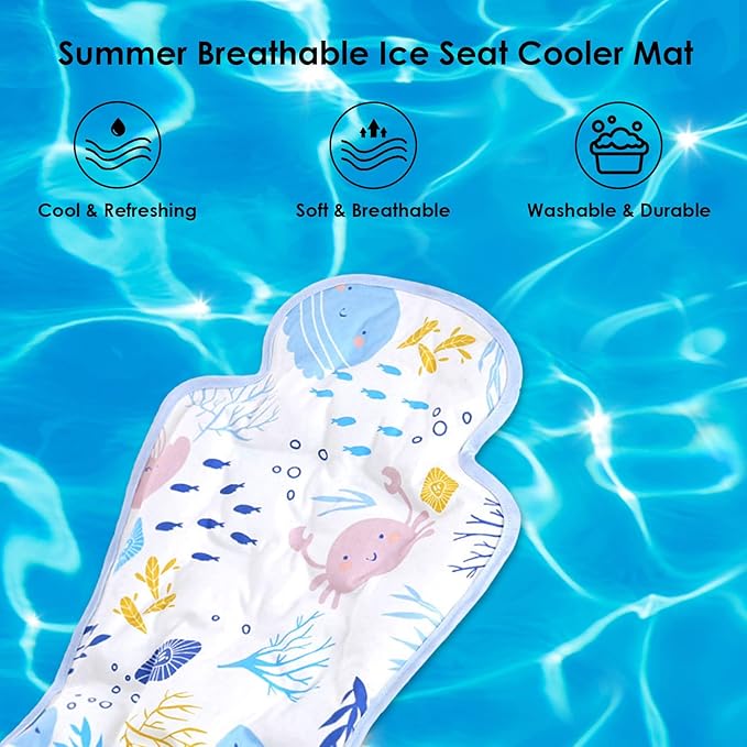Gel Car Seat Cooler Pad, Summer Soft Breathable Cooling Pad Ice Cushion for Babies, Washable Summer Cooler Mat for Stoller, High Chair, Safety Seat