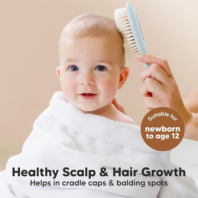 KeaBabies Hair Brush with Soft Goat Bristles, Cradle Cap Brush