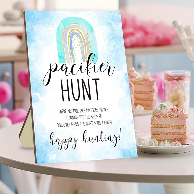 Pacifier Hunt Game for Baby Shower, Baby Shower Game Sets 50 Blue