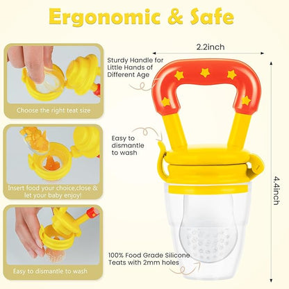 WAJIAYON Baby Fruit Feeder/Food Feeder Pacifier (3 Pack)- Infant Teething Toys | Fruit Pacifier Feeder