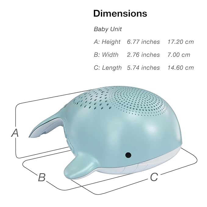 VTech Communications BC8312 Wyatt The Whale Storytelling Baby Sleep Soother with a White Noise Sound Machine Featuring; 10 Stories, 10 Ambient Sounds & 10 Calming Melodies with Glow-on-Ceiling
