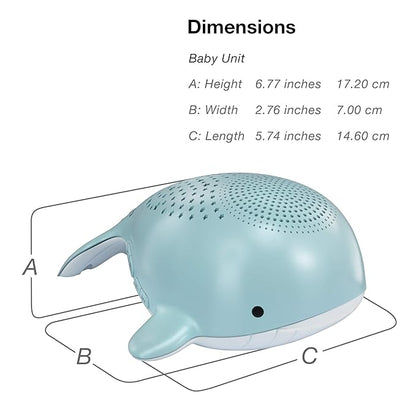 VTech Communications BC8312 Wyatt The Whale Storytelling Baby Sleep Soother with a White Noise Sound Machine Featuring; 10 Stories, 10 Ambient Sounds & 10 Calming Melodies with Glow-on-Ceiling