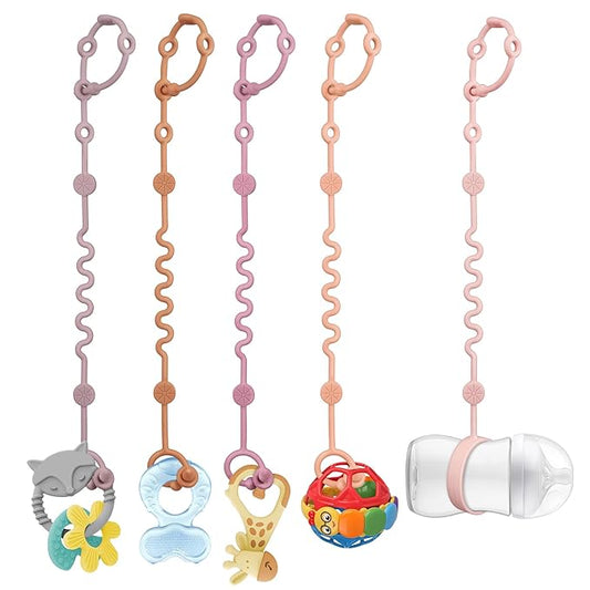 Toy Straps for Baby, 5pcs Adjustable Toy Holder for Stroller Accessories (Gril-5 Pack)