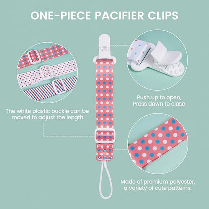 Baby Pacifier Clip with Adjustable Length Buckle,Paci Leash Binky Clips for Baby Boys and Girls 6 Gift