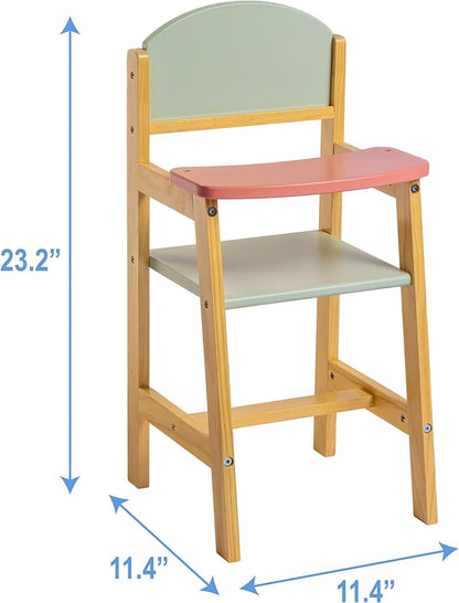 JC Toys Parfait Collection | Deluxe Wooden Doll Toy High Chair 20" | 3+ |