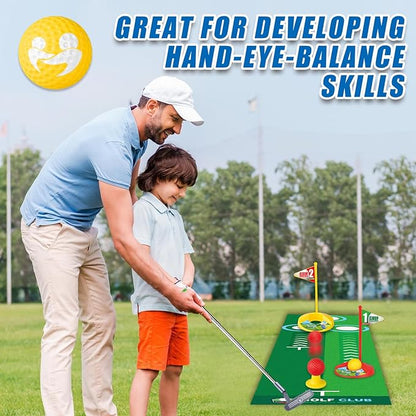 Toddler Golf Clubs Length Adjustable, Upgraded Kids Golf Toy Set with Golf Cornhole 2 3 4 5 6 Year