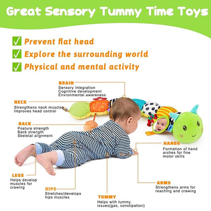 Baby Sensory Toy 0-6 Month Music Animal Stuffed Plush Caterpillar 0-3-6 Month 6-12 Month