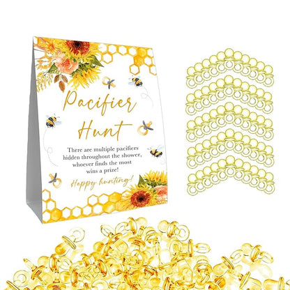 Pacifiers Hunt for Baby Shower Game, Mini Pacifiers Baby Shower Game Set 50Pcs Yellow