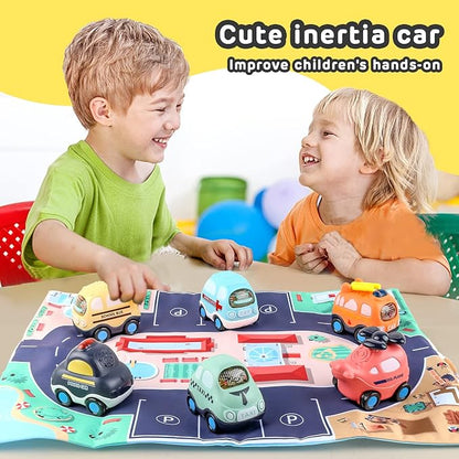 Inertia Baby Toy Cars Gifts with Storage Bag, 6 Pcs Push and Go Kids Early Educational Toys for 1 2 3 Year Old Boys Girls