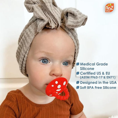 RaZbaby Chompy Teether for Infant & Baby 3M+ Teether Toy with Massaging Bristles for Teething Relief Pacifier - Soothes Sore Gums