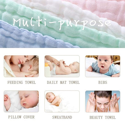 MUKIN Baby Washcloths - Natural Cotton Baby Wipes 10 Pack 12x12 inches