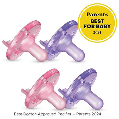 Philips AVENT Soothie Pacifier, Pink/Purple 0-3 Months, 4 Pack, SCF190/42