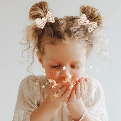 Niceye Baby Hair Clips - 24 Pcs Fully Lined Hair Bow Clips for Fine Hair Cotton Tiny Hair Barrettes for Infants, Toddlers