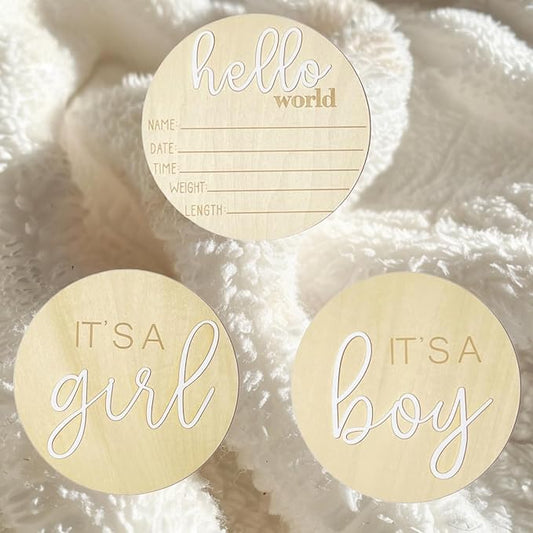 Its a Boy Its a Girl Wooden Sign & Hello World Sign, Baby Birth Announcement Sign