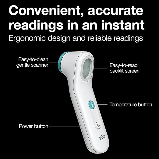 Braun Forehead Thermometer - Digital Thermometer with Professional Accuracy and Color Coded Temperature Guidance