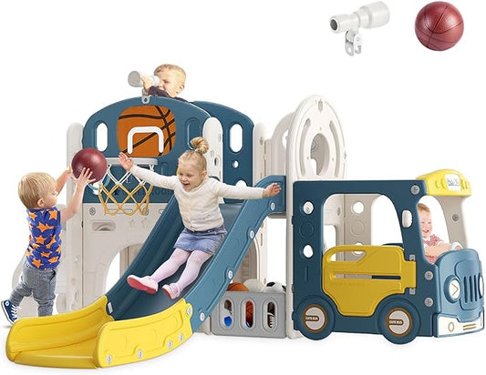 10 in 1 Toddler Slide, Baby Slide for Toddlers Age 1+ with Ring Toss