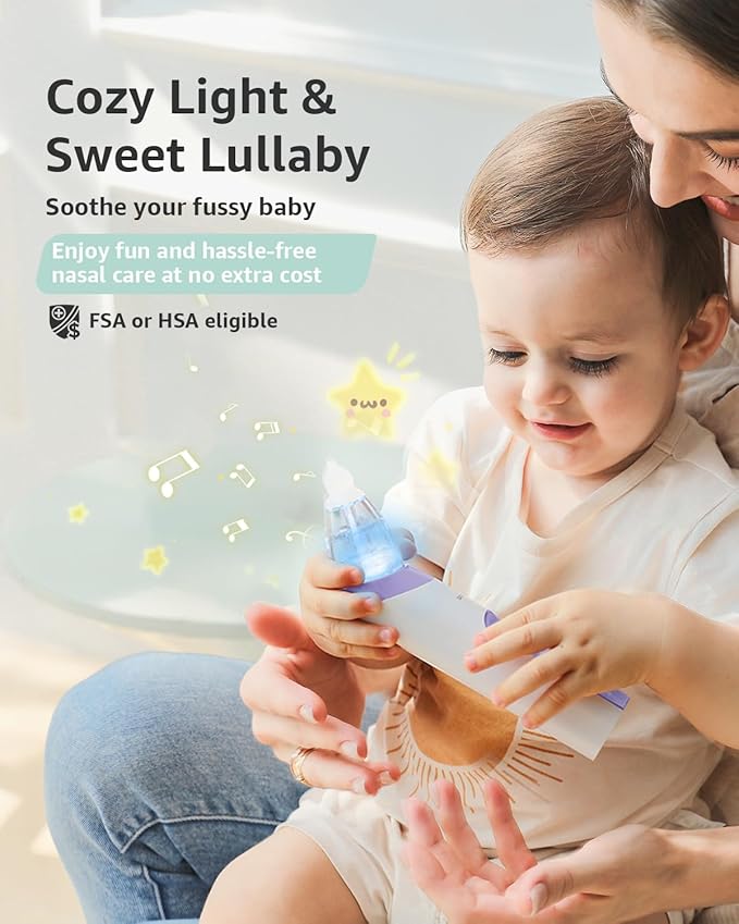 GROWNSY Nasal Aspirator for Baby, Electric Baby Nose Sucker 3 Silicone