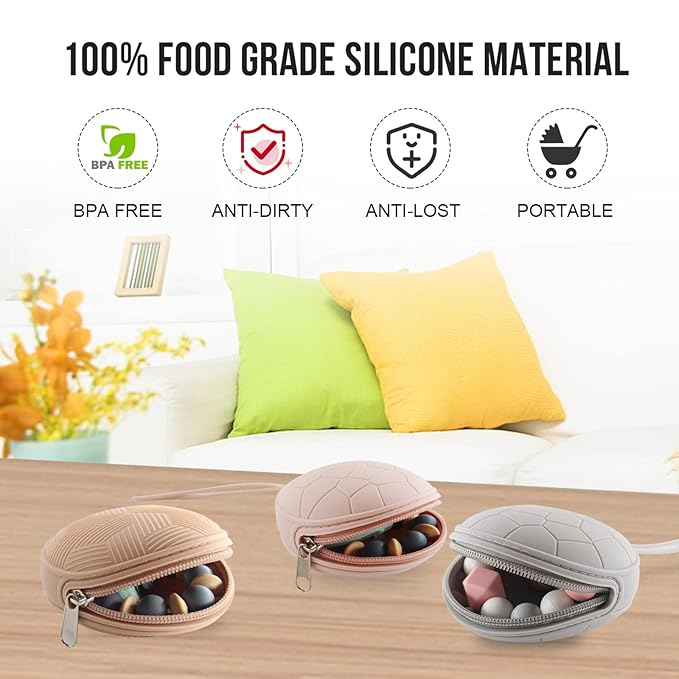 Smlpuame 4 Pack Pacifier Holder Case Set,2 Silicone Portable Pacifier Cover Pouch Bag for Diaper Bags Baby Carriage with 2 Transparent Pacifier Storage Container Box