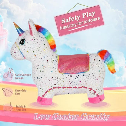 INPANY Bouncy Unicorn Bouncy Horse for Toddlers- Bouncy Animals for Toddlers, Birthday Gift Toys for 2 3,4,5 Year