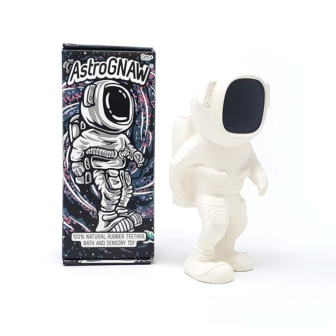 AstroGNAW (White) Natural Rubber Baby Toy for Teething, Bath time