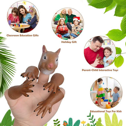 HugOutdoor 2 Sets Squirrel Finger Puppet Toy Cosplay Novelty Christmas