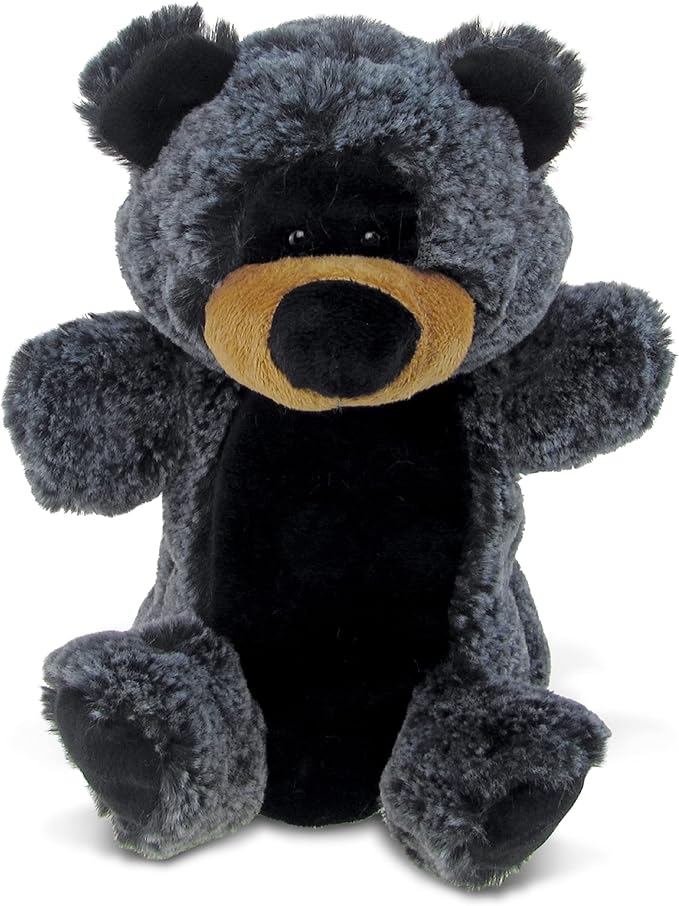 DolliBu Black Bear Plush Hand Puppet for Kids - Soft Plush Stuffed Animal Hand Puppet Toy, Puppet Show Games Puppet Theaters for Kids