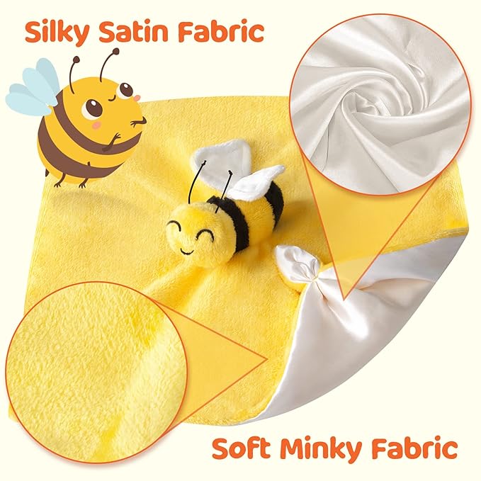 Pro Goleem Bee Loveys for Babies Soft Security Blanket Baby 12 Inch