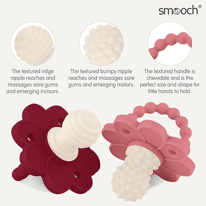 Soothipop Silicone Pacifier Teething Toys for Babies 0-6 Months 12, 18 Months - (2 Pack) Pacifier Shaped Baby Teether