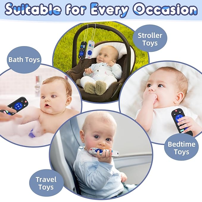 AiTuiTui Teething Relief Teethers Toys for Babies 3 6 9 12 Months Gifts, Silicone Sensory Remote Control Baby Teether Toy for Babies Newborn Infant Boy Girl Autism Toys