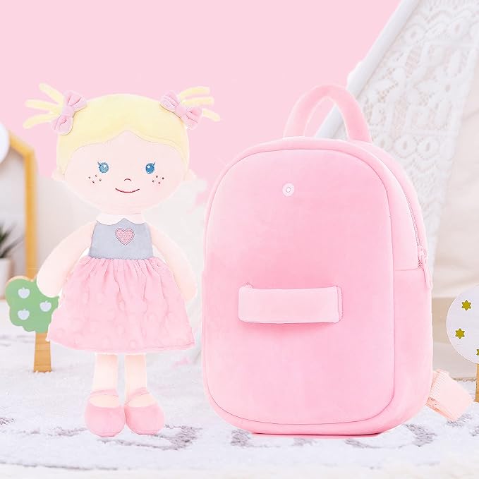 Onetoo Toddler Backpack Kids Backpacks with Soft Light Baby Dolls 9.5"
