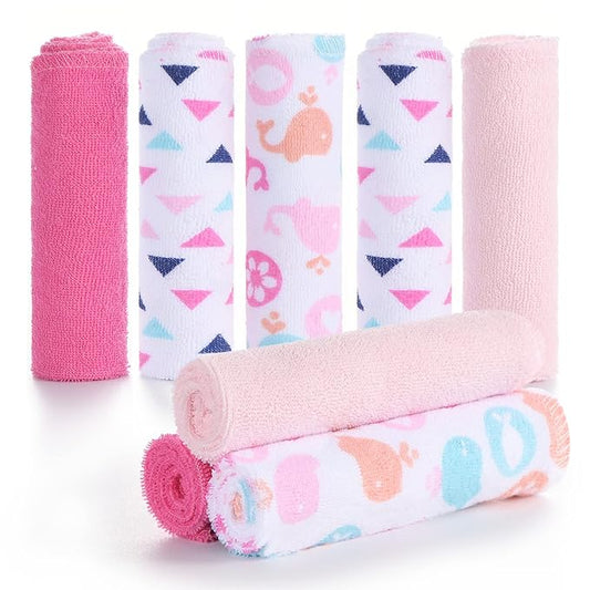 Baby Washcloths, Momcozy Ultra Soft Absorbent Towel 8pcs Newborn 10"x10" (Pink)