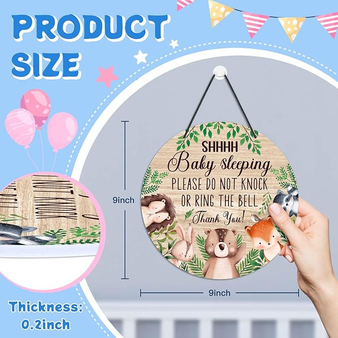 Putuo Decor Shh Baby Sleeping Door Sign for Front Door