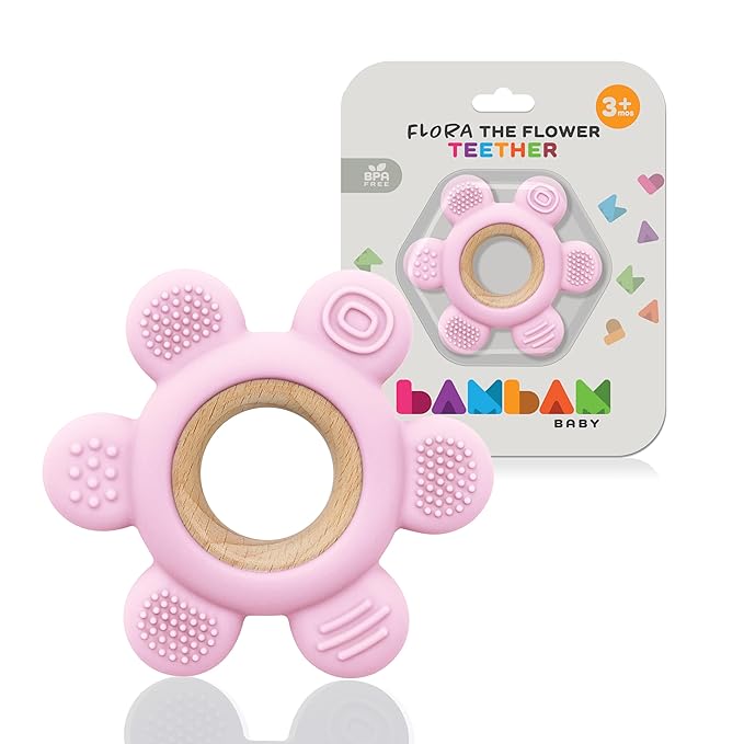 BAMBAM Baby Premium Silicone Teething Ring Toy ??100% BPA Free, Child Safety Tested 0-6, 3-6 6-12 Months