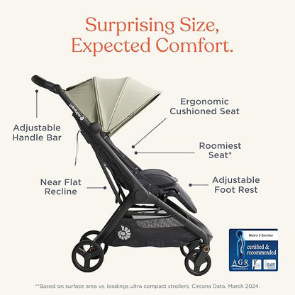 Ergobaby Metro 3 All in One Compact Baby Stroller, Lightweight Travel Stroller, Easy One-Hand Fold for Overhead Airplane Storage (Carries up to 50 lbs), Car Seat Compatible,Graphite Grey