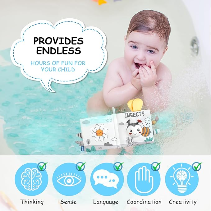 Soft Baby Books Toys, Newborn Crinkle Book 3D Baby 0-6 Months