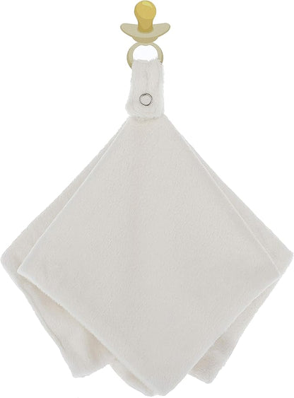 Ultra Soft Cotton Minky Velboa Baby Blanket with Snap Closure for Pacifier or Teether, Machine Washable 12 inch 12 inch