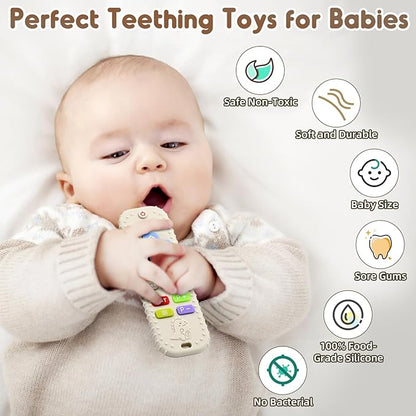 Teething Relief Teethers Toys for Babies 3-6 12 Months Gifts, Silicone Remote Control Baby Teether Toys for 3 6 9 Months Newborn Infant Boy Girl Autism