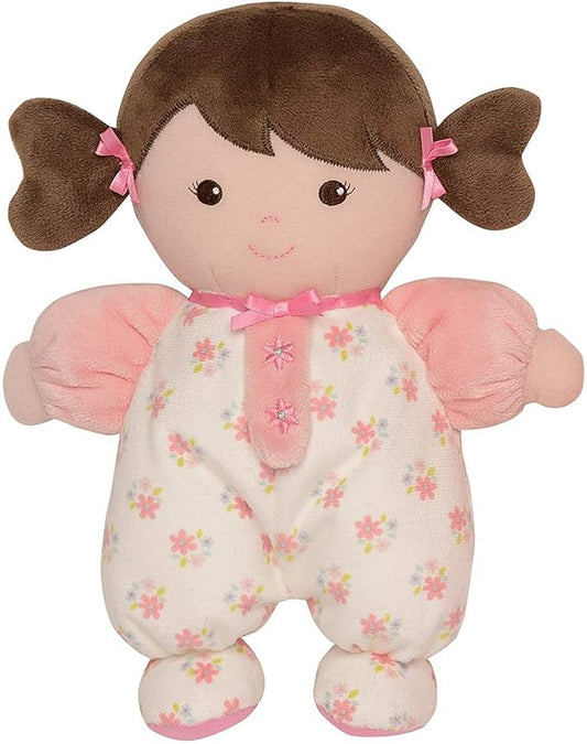 Baby Starters Plush Baby Doll with Rattle, Brunette Olivia 9 inch