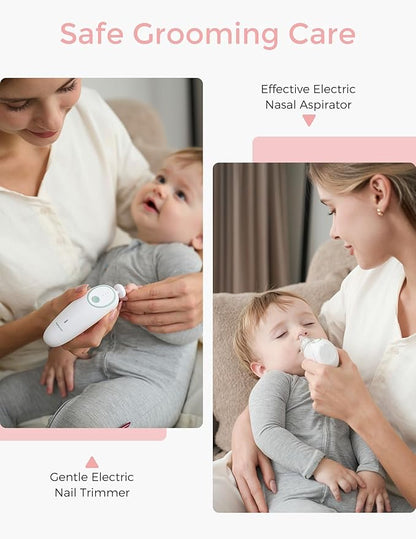 Momcozy Elite Baby Kit, Superior Baby Shower & Registry Essential Kit for Grooming & Health & Cleansing Care, Electric Nail File & Nasal Aspirator,Tummy Wrap,Thermometer,Bath Brush,Teether,Storage Bag