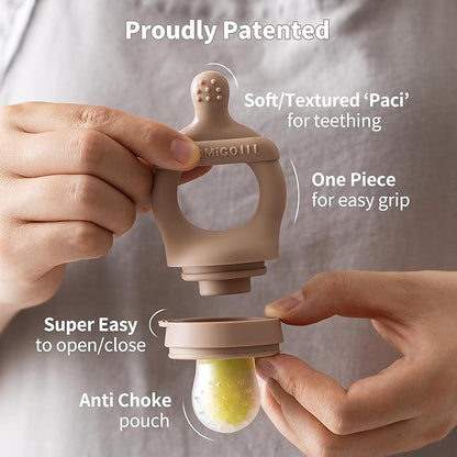 SAMiGO Baby Food Fruit Feeder and Breastmilk Popsicle Mold Set, Silicone Fruit Teether 4 Months+