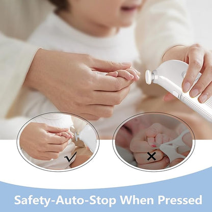 Electric Baby Nail Trimmer, Portable with 7 Grinding Heads, Rechargeable Whisper Quiet Nail Trim Polish Grooming Kit, Safe Nail File for Baby Newborn Infant Toddler Kids or Adults (White)