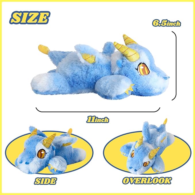 Houwsbaby 11'' Blue Dragon Stuffed Animal,Flying Dragon Plush Doll Dinosaur Stuffed Animal