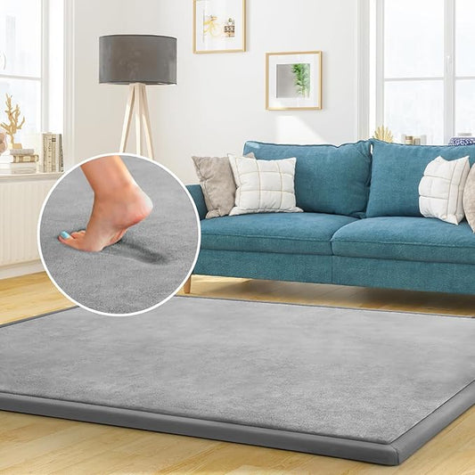 Baby Play Mat Coral Velvet Nursery Rug - 6’7” X 4’11” Memory Foam Area Rug Soft Padded Carpet