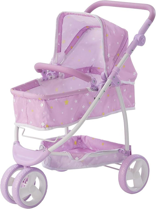 Olivia's Little World - Play Baby Doll Bassinet Stroller for Toddler, Baby Doll Pram Stroller Buggy for 3+ Year Old Girls 2-in-1 Baby
