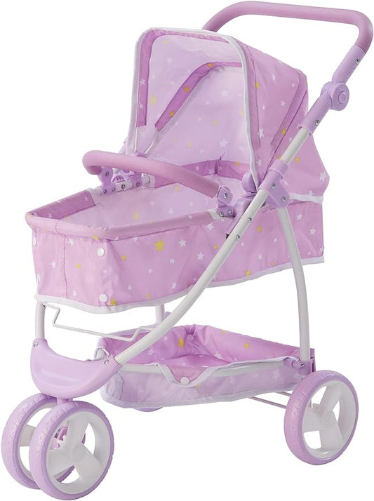 Olivia's Little World - Play Baby Doll Bassinet Stroller for Toddler, Baby Doll Pram Stroller Buggy for 3+ Year Old Girls 2-in-1 Baby