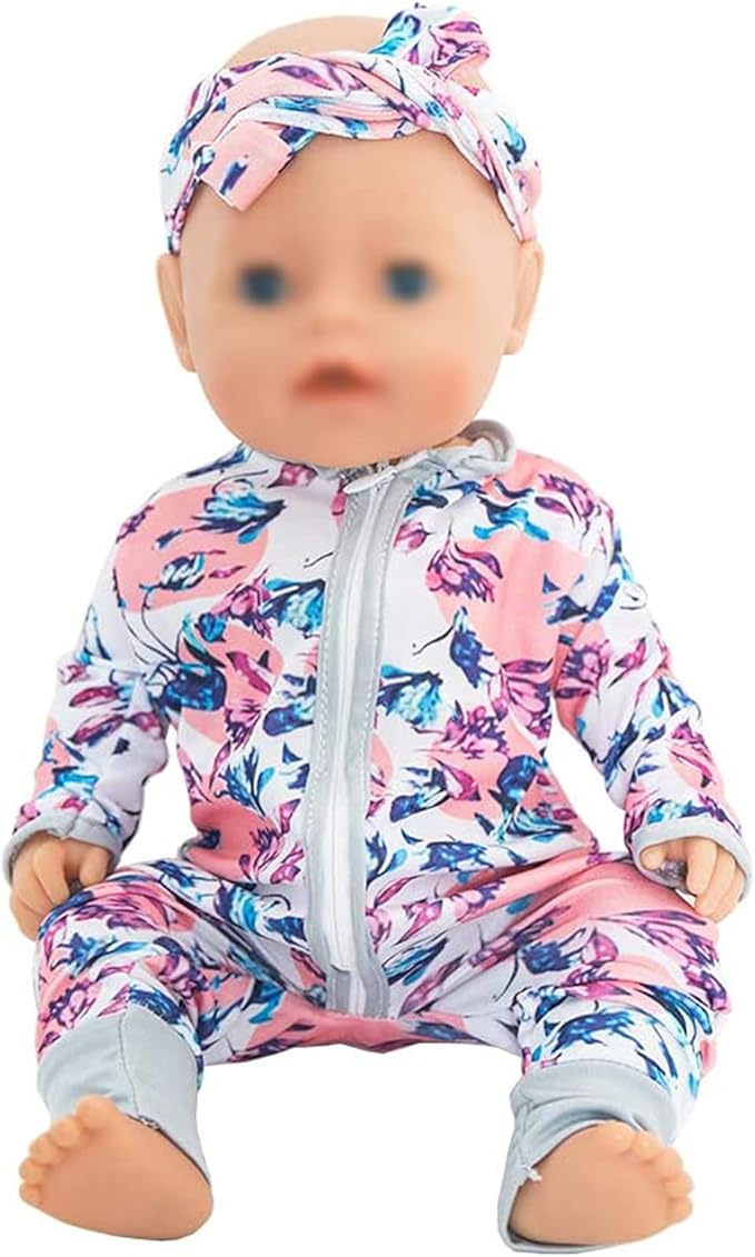 SOTOGO 5 Sets Doll Clothes Outfits Jumpsuits with 5 Headbands 14 to 17 Inch 15 Inch 18 Inch