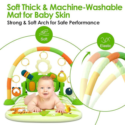 dearlomum Baby Play Mat Baby Gym,Funny Play Piano Tummy Time Baby Activity Mat with 5 Infant Sensory Baby Toys 0 to 3 6 9 12